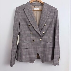 NWT Aritzia Babaton Encore Double-Breasted Blazer in Glencheck Black / White